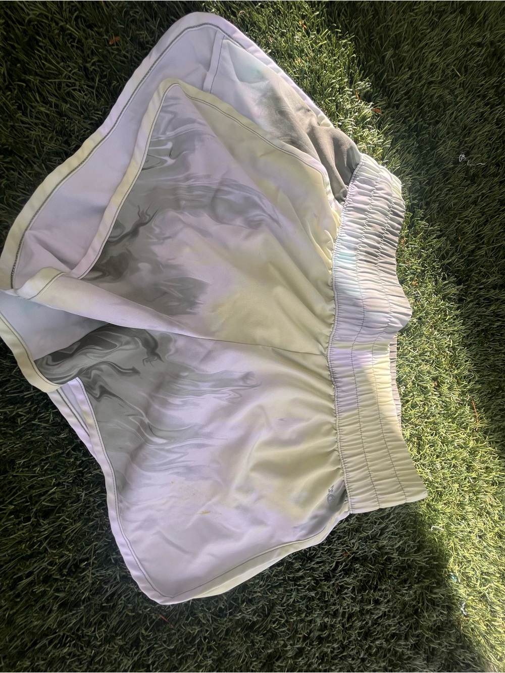 DSG Pastel Marble Athletic Shorts - White, Light Gray, Pale Yellow